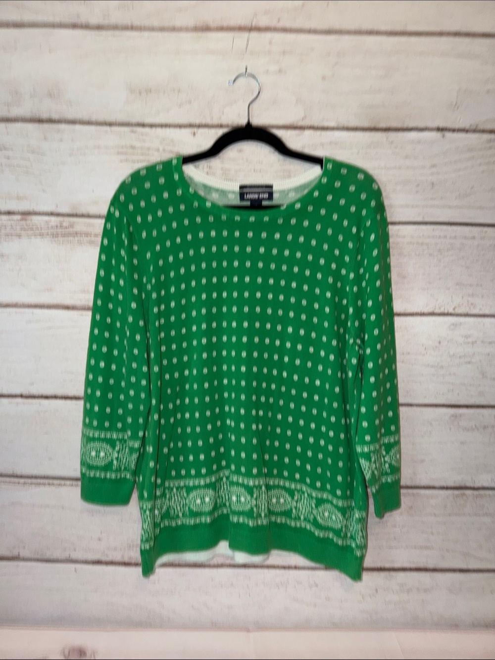 Lands' End Green Bandana-Print Lightweight Pullover XL